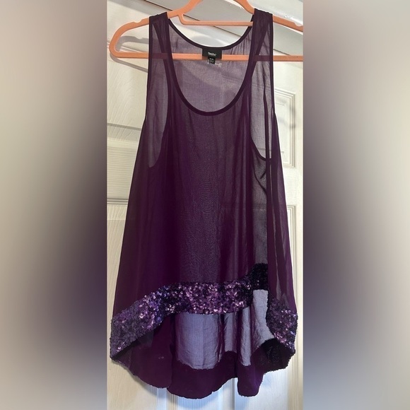 Mossimo Purple Sheer top with Sequin - Picture 1 of 9